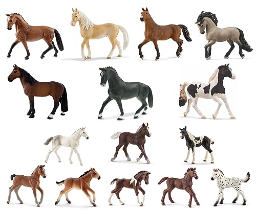 Schleich - Tierfiguren - Pferde-Set mit 15 Pferden von Gomazing