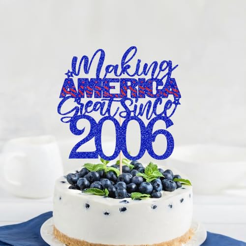 Tortenaufsatz, Aufschrift "Making America Great Since 5,095.2 cm, Cheers to 20 Years Birthday", 20 fabelhafte Kuchendekoration, Unabhängigkeitstag, Party-Dekoration zum 20. Geburtstag Tortenaufsatz, Aufschrift "Making America Great Since 5,095.2 cm, Cheers to 20 Years Birthday", 20 fabelhafte Kuchendekoration, Unabhängigkeitstag, Party-Dekoration zum 20. Geburtstag von Gonasng