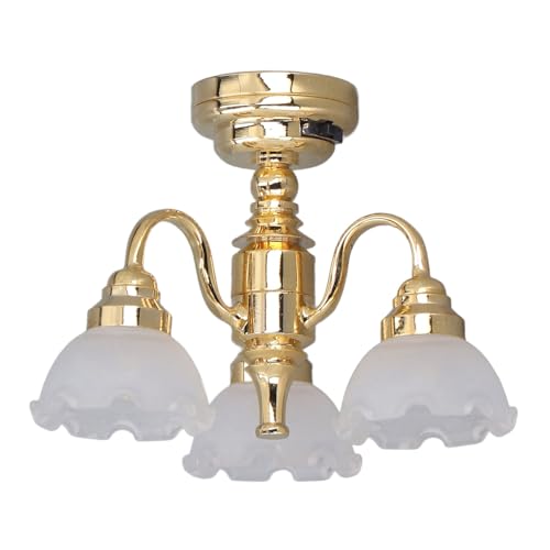 1:12 Miniatur Puppenhaus Kronleuchter Puppenhaus Deckenlampe, Exquisites Metallglas 3 Köpfe Batterieantrieb Puppenhaus Beleuchtung Deckenleuchte Puppenhausmöbel Puppenhauszubehör 1:12 Miniatur Puppenhaus Kronleuchter Puppenhaus Deckenlampe, Exquisites Metallglas 3 Köpfe Batterieantrieb Puppenhaus Beleuchtung Deckenleuchte Puppenhausmöbel Puppenhauszubehör von Gonetre