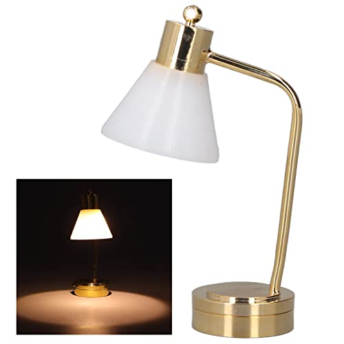 Gonetre 1:12 Puppenhaus Zubehör - Miniatur Tischlicht LED Metall, Golden Weiß - Puppenhaus Lampe mit Batterie Gonetre 1:12 Puppenhaus Zubehör - Miniatur Tischlicht LED Metall, Golden Weiß - Puppenhaus Lampe mit Batterie von Gonetre