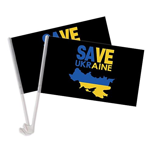 2pcs Save Ukraine Flags Hand Gehaltene Ukrainische Flaggen 11x17 Zoll Mini Ukraine Auto Flags Polyester Flagge Auto Dekoration Banner Flagge Ukrainische Handwellenflaggen für von Gonetre