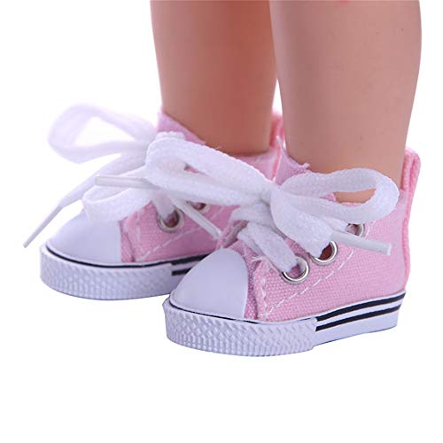 Gonetre 14 Zoll Puppen -Sneaker Leinwand Schuhe Entzückende Stilvolle Bequeme Perfekte für Mädchen Puppenzubehör Mehrere Farben Handwasch (Rosa) von Gonetre