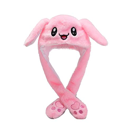 Gonetre Bunny Hut mit Beweglichen Ohren Süßer Cartoon Plüschhut Bewegliche Ohren Hut für Frauen Kind Mädchen Weich Bequemer Multi Zweck Ostern Winter Halloween Blau Rosa weiß Größe (Rosa) von Gonetre