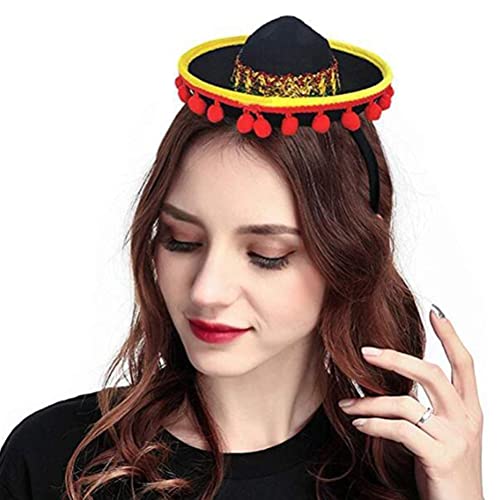 Gonetre Cinco de Mayo Fiesta Stirnbänder Party Dekorationen 3 Pack Nicht Gewebt und Stroh Sombrero Hats Photo Booth Requisiten für Erwachsene Haustiere Mexikanische Themenparty (3pcs Bildfarbe) von Gonetre