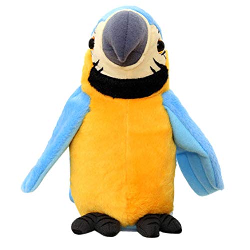 Gonetre Elektrisch Sprechend Papagei Plüsch Spielzeug Interaktive Wiederholungen, was Sie Sagen, Shakes Body Wings Fun für Baby Familienfreunde Weiche Plüschmaterial 12x11x22cm (Gelbblau) von Gonetre