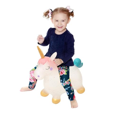 Gonetre Hüpftier Aufblasbares Tier Reittier Spielzeug mit Pumpe für Jungen Mädchen Geburtstag Weihnachten PVC Transparent 58x28x55cm 1300g (GrünABC) von Gonetre