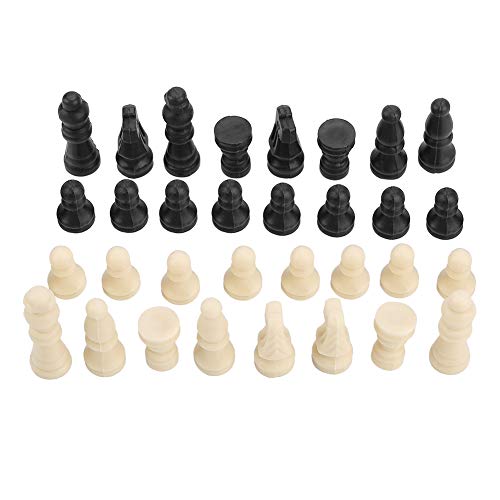 Gonetre Kleines hölzernes Schach 12 × 10 × 3 32 stücke Internationales Schachunterhaltungswerkzeug für Spaß 13 mm Durchmesser von Gonetre