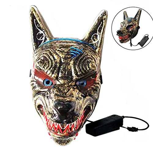 Gonetre LED Luminous Scary Wolf Head Cover Halloween Cosplay PVC Tiermaske mit 3 Lichtmodi für Party Kostüm Karneval Weihnachten Unisex Erwachsener Teenager Gonetre LED Luminous Scary Wolf Head Cover Halloween Cosplay PVC Tiermaske mit 3 Lichtmodi für Party Kostüm Karneval Weihnachten Unisex Erwachsener Teenager von Gonetre