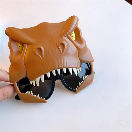 Gonetre Lustige Cartoon Dinosauriergläser Kostüm Geburtstagsfeier Süße Sonnenbrille Fotografie Requisiten für Cosplay -Harz Material Kids Halloween Weihnachten (Brauner Dinosaurier) von Gonetre