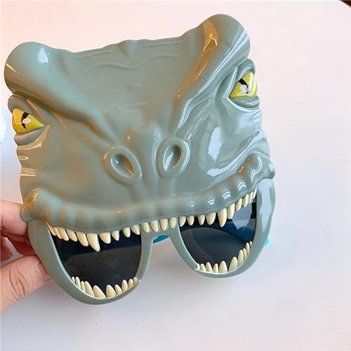 Gonetre Lustige Cartoon Dinosauriergläser Kostüm Geburtstagsfeier Süße Sonnenbrille Fotografie Requisiten für Cosplay -Harz Material Kids Halloween Weihnachten (Grauer Dinosaurier) von Gonetre
