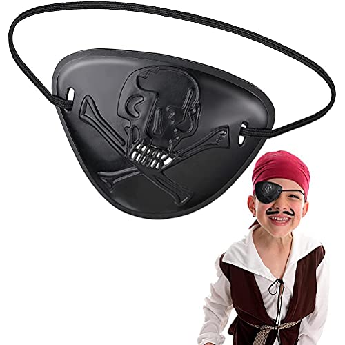 Gonetre Pirate Eye Patch Wasserdichtes Skelett Hohl Geschnitzte Cosplay -Lyschade für Themenpartys Maskerade Einstellbar Komfortable Halloween -Zubehör PU Material 8x6cm von Gonetre