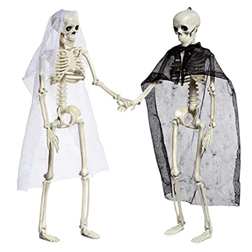 Halloween-Skelett, Realistisches Gruseliges Brautpaar, Ganzkörperskelett mit Beweglichen Gelenken für Horror-Party-Dekoration Halloween-Skelett, Realistisches Gruseliges Brautpaar, Ganzkörperskelett mit Beweglichen Gelenken für Horror-Party-Dekoration von Gonetre