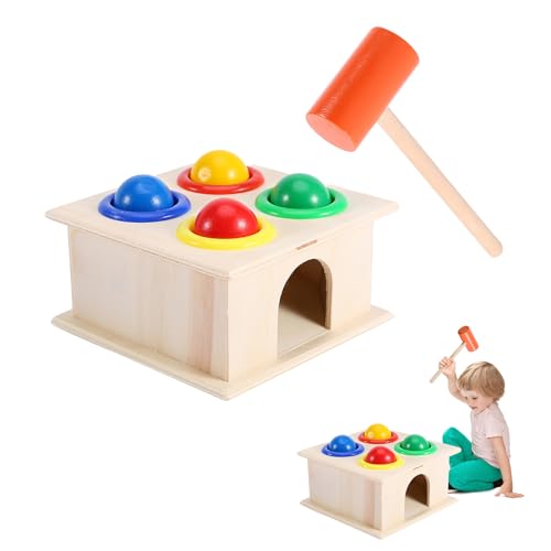 Hammerspiel Klopfbox aus Holz, Montessori Spielzeug ab 1 Jahr, Baby Spielzeug, Kinderspielzeug Holzspielzeug Hölzernes Kugelhammer Kasten, 1x Holzregal 4X Kugeln 1x Hammer Hammerspiel Klopfbox aus Holz, Montessori Spielzeug ab 1 Jahr, Baby Spielzeug, Kinderspielzeug Holzspielzeug Hölzernes Kugelhammer Kasten, 1x Holzregal 4X Kugeln 1x Hammer von Gonetre