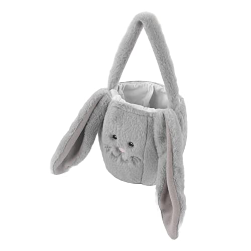 Kinder Ostern Jagd Korb Osterhase Plüsch Tasche Niedliche Cartoon Tasche Lange Ohren Hase Korb Kaffee 35*22*9CM Ostern Liefert (Hellgrau) von Gonetre