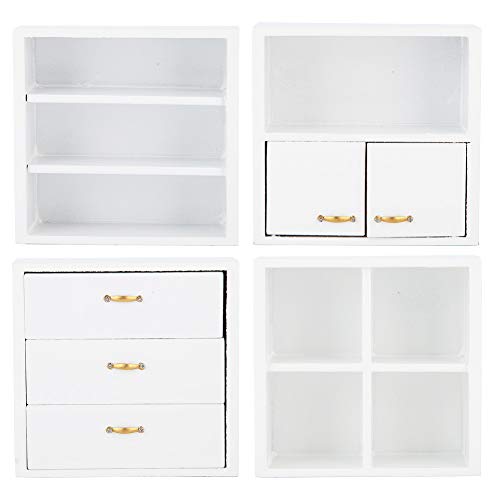Mini Holz Schrank Möbel Praktische Puppe Haus Ornamente Dekorative Handwerk Schlafzimmer Wohnzimmer Schrank Spielzeug Modell 1:12 (Weiß) von Gonetre