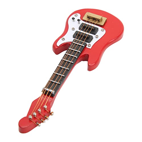 Miniatur-Birken-Gitarre, starke Dekoration, Puppenhaus (elektrisch, rot) von Gonetre