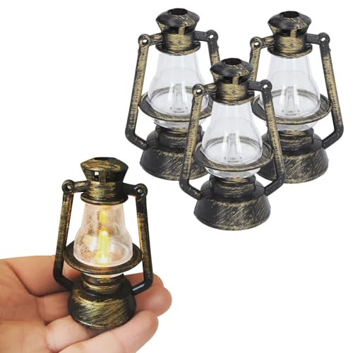 Puppenhaus Beleuchtung Puppenhaus Kerosinlampe Retro Miniatur Beleuchtete Laterne Mini LED Lampe Puppenhaus Licht für Puppenhausdekorationen 1:12 1:6 Puppenhaus Puppenzubehör von Gonetre