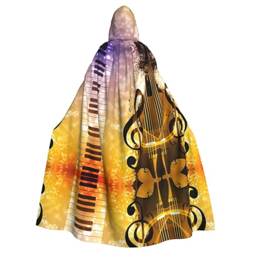 Gongjuy Abstrakte Musik, Erwachsenen-Partyumhang, Bekleidungszubehör, Halloween-Zauberer, Übergröße, Horror-Umhang mit Kapuze von Gongjuy
