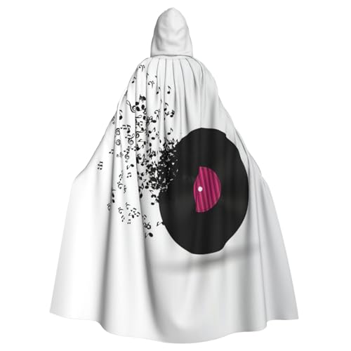 Gongjuy Abstrakte Musik, Erwachsenen-Partyumhang, Bekleidungszubehör, Halloween-Zauberer, Übergröße, Horror-Umhang mit Kapuze von Gongjuy