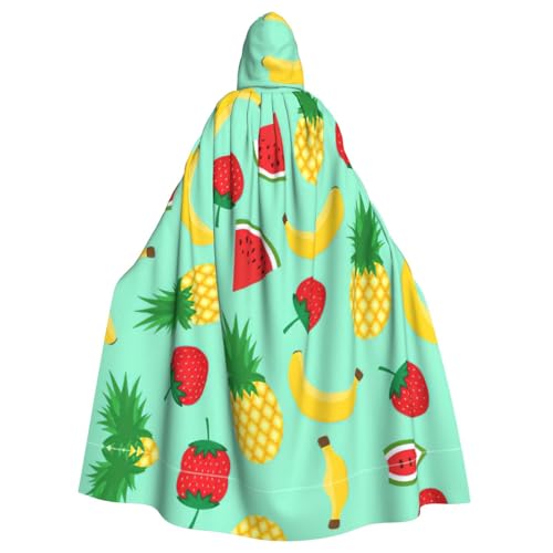 Gongjuy Bananen-Erdbeer-Ananas-Party-Umhang für Erwachsene, Zubehör, Halloween-Zauberer, Übergröße, Horror-Umhang mit Kapuze von Gongjuy