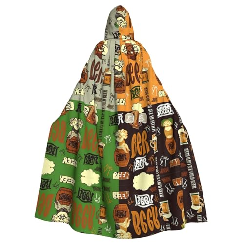 Gongjuy Bier-Erwachsenen-Partyumhang, Bekleidungszubehör, Halloween-Zauberer, Übergröße, Horror-Umhang mit Kapuze von Gongjuy