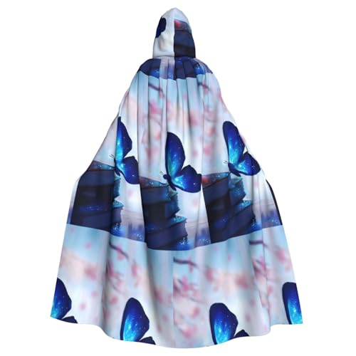 Gongjuy Blauer Schmetterling 1 Erwachsenen-Partyumhang Bekleidungszubehör, Halloween-Zauberer, Übergröße, Horror-Umhang mit Kapuze Gongjuy Blauer Schmetterling 1 Erwachsenen-Partyumhang Bekleidungszubehör, Halloween-Zauberer, Übergröße, Horror-Umhang mit Kapuze von Gongjuy
