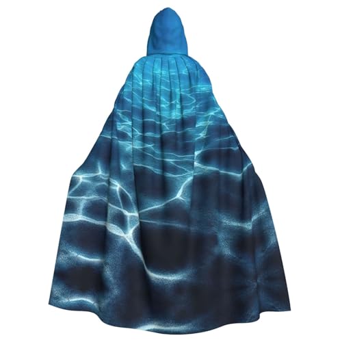 Gongjuy Blue Deep Ocean Party-Umhang für Erwachsene, Halloween-Zauberer, Übergröße, Horror-Umhang mit Kapuze von Gongjuy