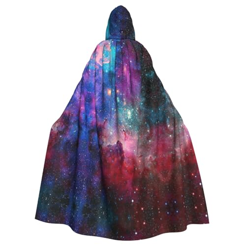 Gongjuy Bunte Galaxie Erwachsenen-Party-Umhang, Bekleidungszubehör, Halloween-Zauberer, Übergröße, Horror-Umhang mit Kapuze von Gongjuy