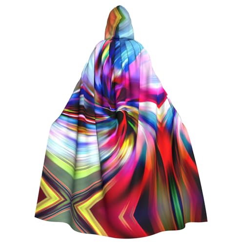 Gongjuy Bunter Batik-Umhang für Erwachsene, Party-Umhang, Bekleidungszubehör, Halloween-Zauberer, Übergröße, Horror-Umhang mit Kapuze von Gongjuy