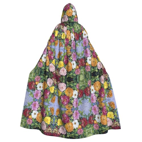 Gongjuy Bunter Frühlings- und Sommerblumen-Umhang für Erwachsene, Party-Umhang, Bekleidungszubehör, Halloween-Zauberer, Übergröße, Horror-Umhang mit Kapuze von Gongjuy