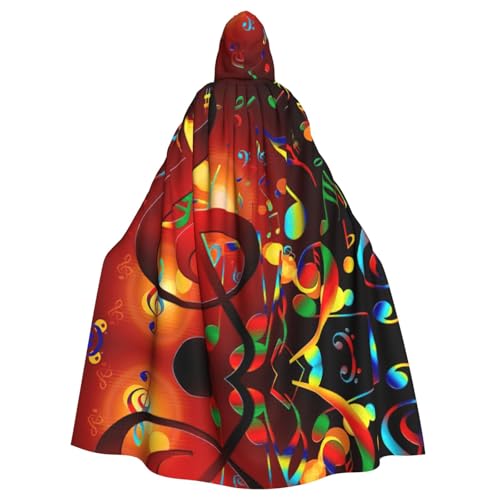 Gongjuy Bunter Musikschlüssel für Erwachsene, Party-Umhang, Bekleidungszubehör, Halloween-Zauberer, Übergröße, Horror-Umhang mit Kapuze von Gongjuy