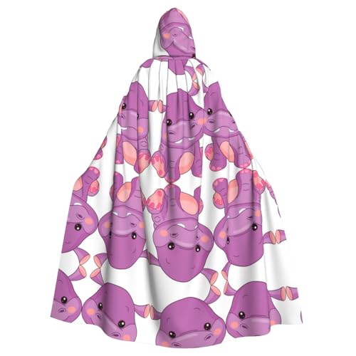 Gongjuy Cartoon-Hippo-Umhang für Erwachsene, Party-Umhang, Bekleidungszubehör, Halloween-Zauberer, Übergröße, Horror-Umhang mit Kapuze, Lila von Gongjuy