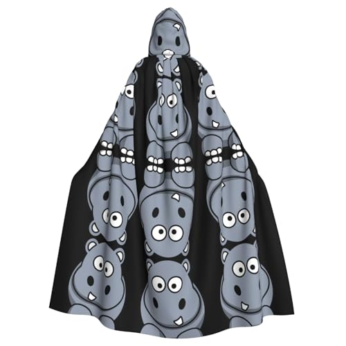 Gongjuy Cartoon-Nilpferd-Umhang für Erwachsene, Party-Umhang für Erwachsene, Halloween, Zauberer, Übergröße, Horror-Umhang mit Kapuze von Gongjuy