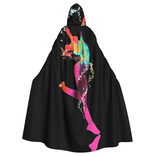 Gongjuy Color Woman Party-Umhang für Erwachsene, Halloween, Zauberer, Übergröße, Horror-Umhang mit Kapuze von Gongjuy