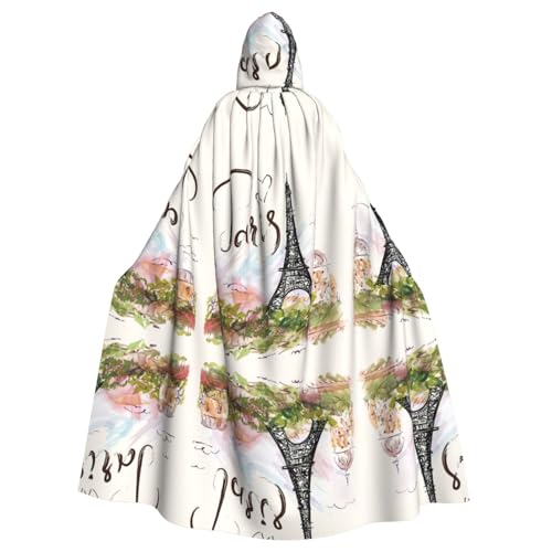 Gongjuy Eiffelturm-Umhang für Erwachsene, Party-Umhang, Bekleidungszubehör, Halloween-Zauberer, Übergröße, Horror-Umhang mit Kapuze von Gongjuy