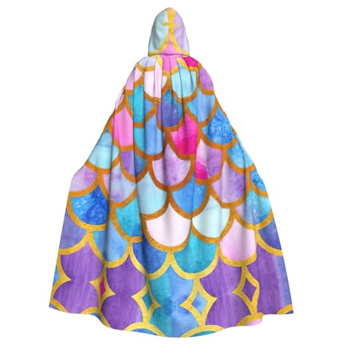 Gongjuy Farbenfroher Regenbogen-Partyumhang für Erwachsene, Halloween-Zauberer, Übergröße, Horror-Umhang mit Kapuze von Gongjuy