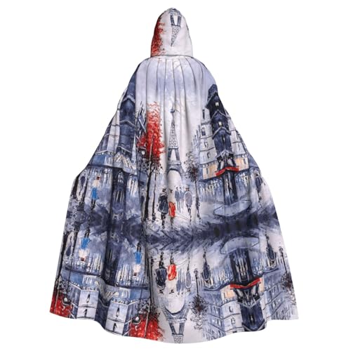 Gongjuy Paris City Tree Eiffelturm Kunst Erwachsene Party Umhang Kleidung Zubehör Erwachsene Halloween Zauberer Übergröße Kapuze Horror Umhang von Gongjuy