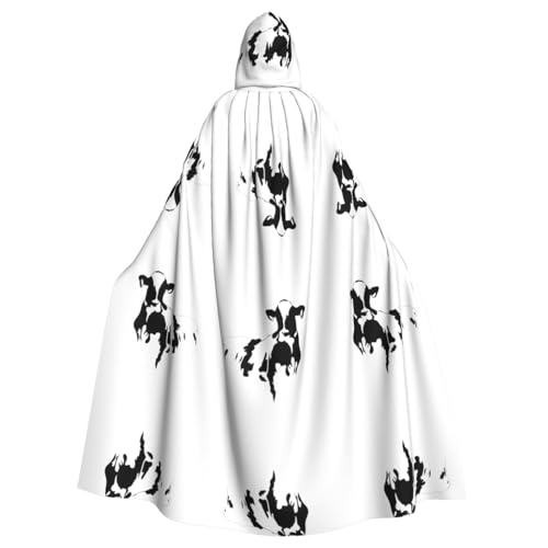 Gongjuy Party-Umhang mit Kuh in Schwarz und Weiß, für Erwachsene, Halloween-Zauberer, Übergröße, Horror-Umhang mit Kapuze von Gongjuy