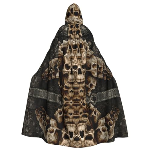 Gongjuy Party-Umhang mit Totenköpfen für Erwachsene, Halloween-Zauberer, Übergröße, Horror-Umhang mit Kapuze von Gongjuy