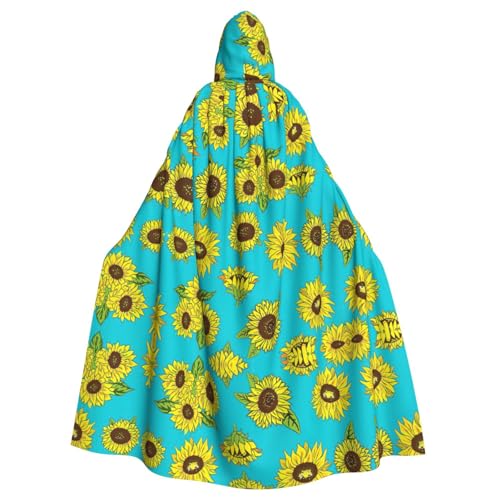 Gongjuy Partyumhang mit Sonnenblumen-Muster, für Erwachsene, Halloween, Zauberer, Übergröße, Horror-Umhang mit Kapuze Gongjuy Partyumhang mit Sonnenblumen-Muster, für Erwachsene, Halloween, Zauberer, Übergröße, Horror-Umhang mit Kapuze von Gongjuy