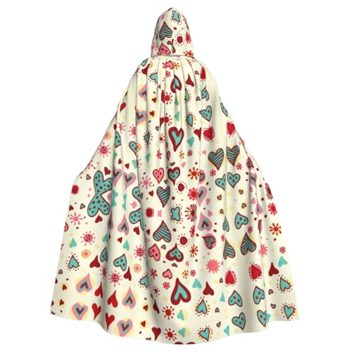 Gongjuy Partyumhang mit buntem Herzmuster, für Erwachsene, Halloween, Zauberer, Übergröße, Horror-Umhang mit Kapuze Gongjuy Partyumhang mit buntem Herzmuster, für Erwachsene, Halloween, Zauberer, Übergröße, Horror-Umhang mit Kapuze von Gongjuy