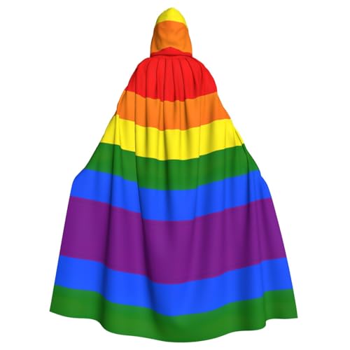 Gongjuy Regenbogen-Party-Umhang für Erwachsene, Halloween-Zauberer, Übergröße, Horror-Umhang mit Kapuze von Gongjuy