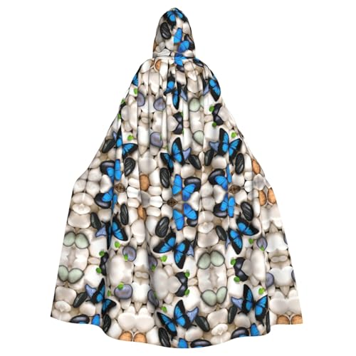 Gongjuy Schmetterlings-Stein-Stickerei-Gemälde, Partyumhang für Erwachsene, Halloween, Zauberer, Übergröße, Horror-Umhang mit Kapuze von Gongjuy