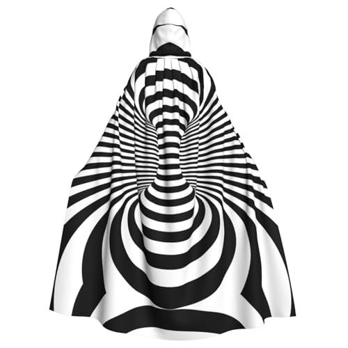 Gongjuy Stripe Vortex Partyumhang für Erwachsene, Zubehör, Halloween-Zauberer, Übergröße, Horror-Umhang mit Kapuze von Gongjuy