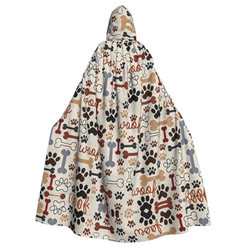 Party-Umhang mit Knochen- und Pfotenabdruck, für Erwachsene, Halloween, Zauberer, Übergröße, Horror-Umhang mit Kapuze Party-Umhang mit Knochen- und Pfotenabdruck, für Erwachsene, Halloween, Zauberer, Übergröße, Horror-Umhang mit Kapuze von Gongjuy