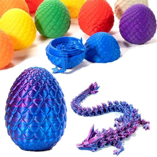 Goniome 3D-Gedruckter Drache im Ei, 3D-Gedruckter Drache-Zappelspielzeug, voll beweglicher Drache, Kristalldrache im Ei, Erwachsene Zappelspielzeug für Autismus/ADHS (Blau) von Goniome