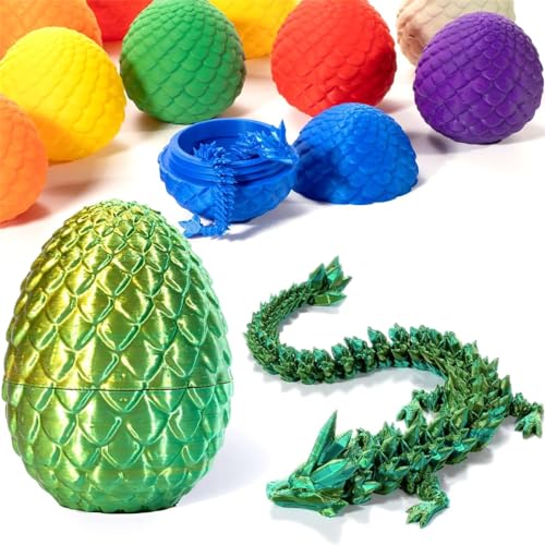 Goniome 3D-Gedruckter Drache im Ei, 3D-Gedruckter Drache-Zappelspielzeug, voll beweglicher Drache, Kristalldrache im Ei, Erwachsene Zappelspielzeug für Autismus/ADHS (Gelbgrün) von Goniome