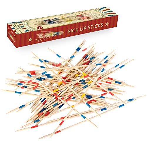 Gonoelec 41 Piece 12 Inch Bamboo Pick Up Sticks Game Classic Table Game Fun Family Board Game Gift for Adults and Kids von Gonoelec