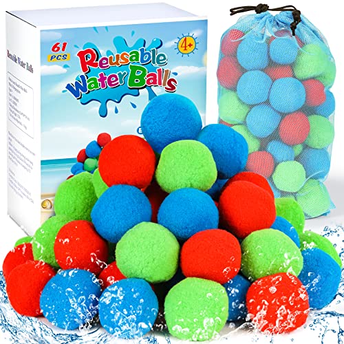 Gontence 61Pcs Wasserbomben - Wasserball Wiederverwendbar Selbstschließend - Splash Ball Wasserballons - Pool Spielzeug Wasserspielzeug Outdoor Spielzeug Strandspielzeug Garten Spielzeug von Gontence