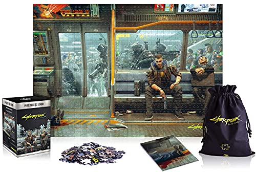 Good Loot Cyberpunk 2077 Metro - 1000 Teile Puzzle für Erwachsene und Kinder ab 14 Jahren - 68x48cm Gaming Puzzle mit Poster und Tragetasche - Cyberpunk Merchandise von Good Loot